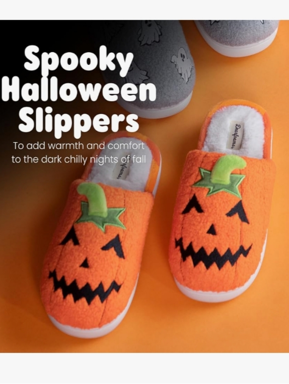 Dearfoams Memory Foam Orange Pumpkin Slip-On Slippers Size 9/10 NWT - Picture 2 of 7